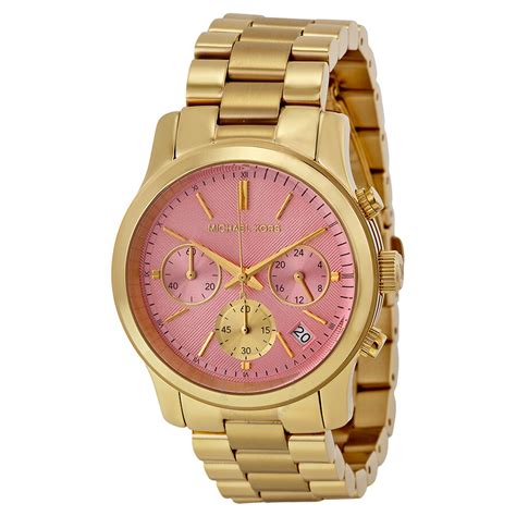 Michael Kors Runway Pink Dial Gold Women's Watch MK6161